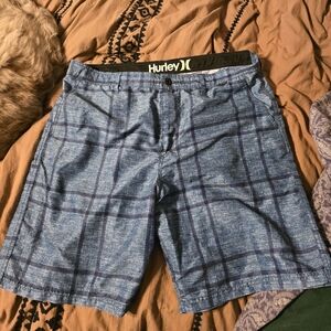 Hurley Men's Blue Checkered Hybrid Shorts